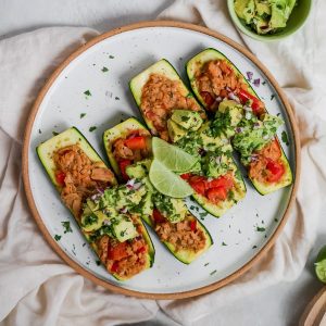 Keto Tuna Stuffed Zucchini Featured