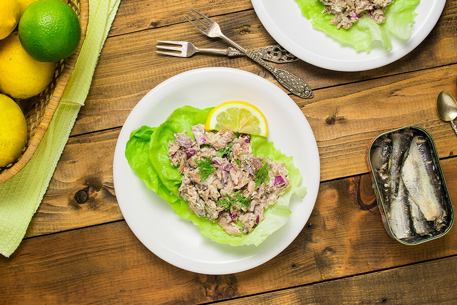 Keto Creamy Sardine Salad with Lettuce Wraps