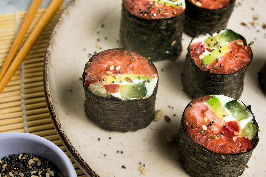 Quick Keto Smoked Salmon Sushi Rolls