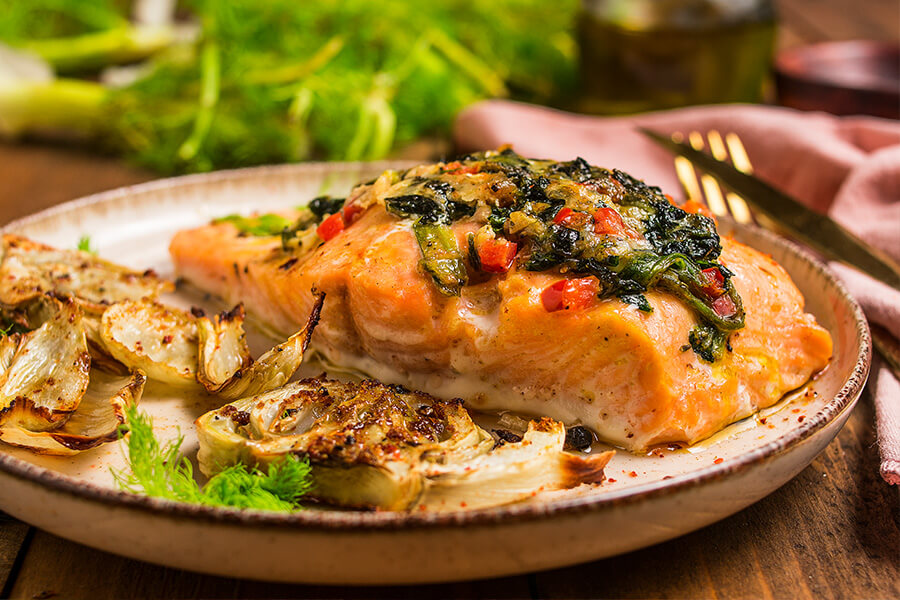 Stuffed Salmon with Roasted Fennel