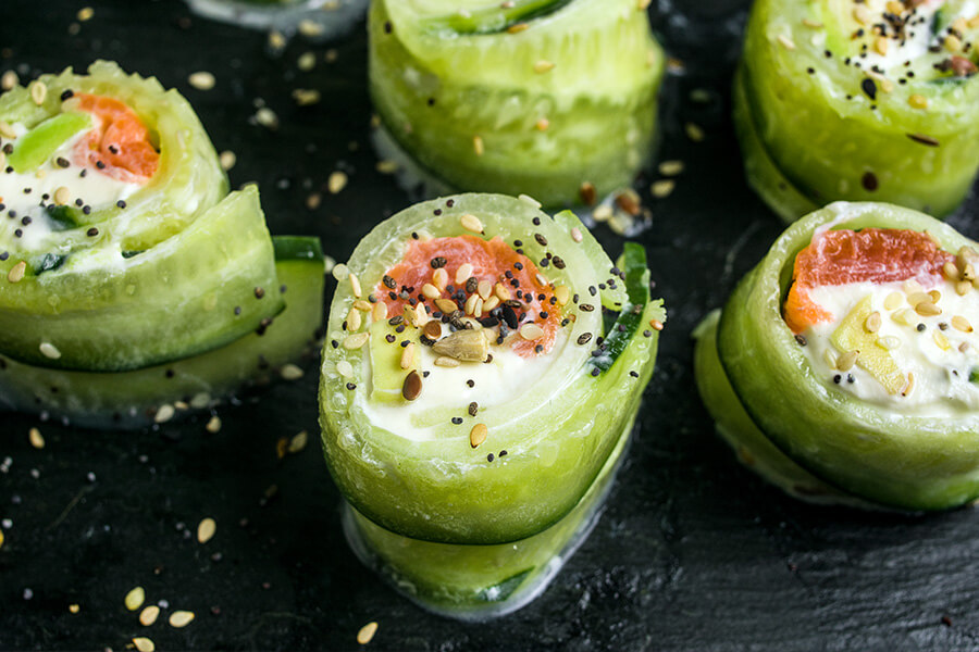 Low-Carb Smoked Salmon Cucumber Rolls