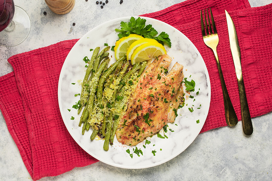 Pan Seared Grouper with Roasted Green Beans