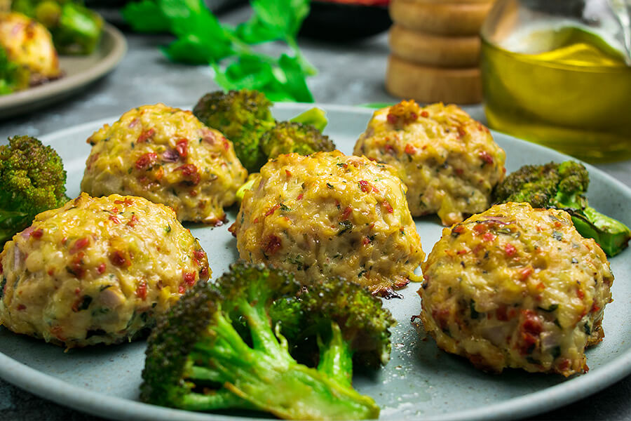 Sheet Pan Chicken Tuscan Meatballs & Broccoli